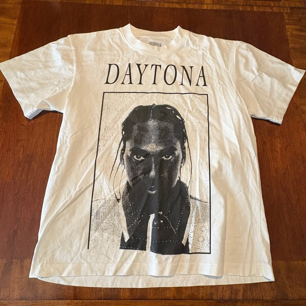 Pusha T Daytona Tour T-Shirt | White Graphic Rap Tee Album‎ Merch Medium M